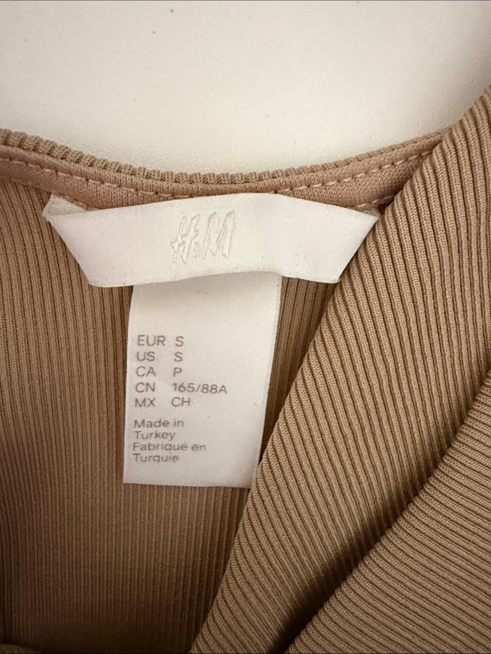 H&M Tan Ribbed Square Neck Bodysuit Small - Picture 5 of 6